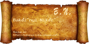 Bakányi Niké névjegykártya